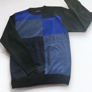 Men’s Ballantrae Edinburgh Retro Blue/Black Color-block Crew Neck Sweater‎